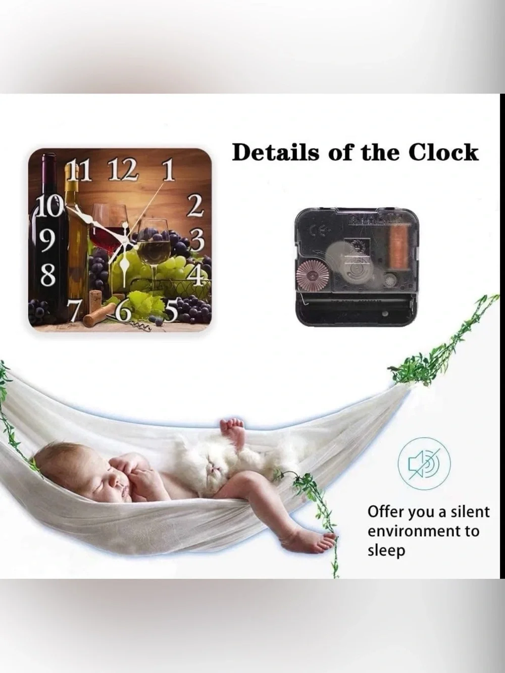 (New) Wine & Grapes Wall Clock - Brown Wood-Tone Home Decor / Mediterranean